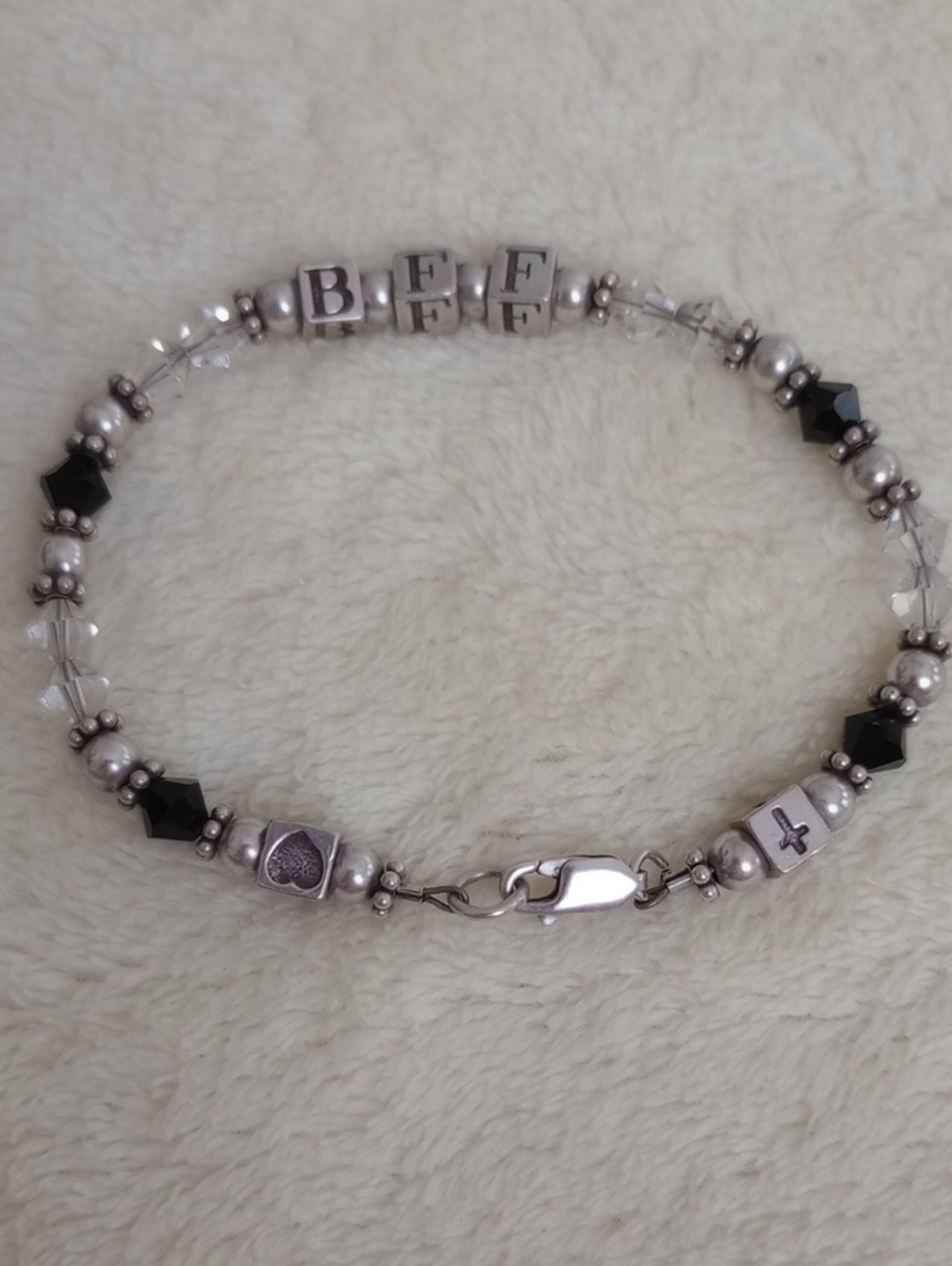 🧡3/$15 EXPRESS Silver And Black Various Special Beads- BFF Bracelet